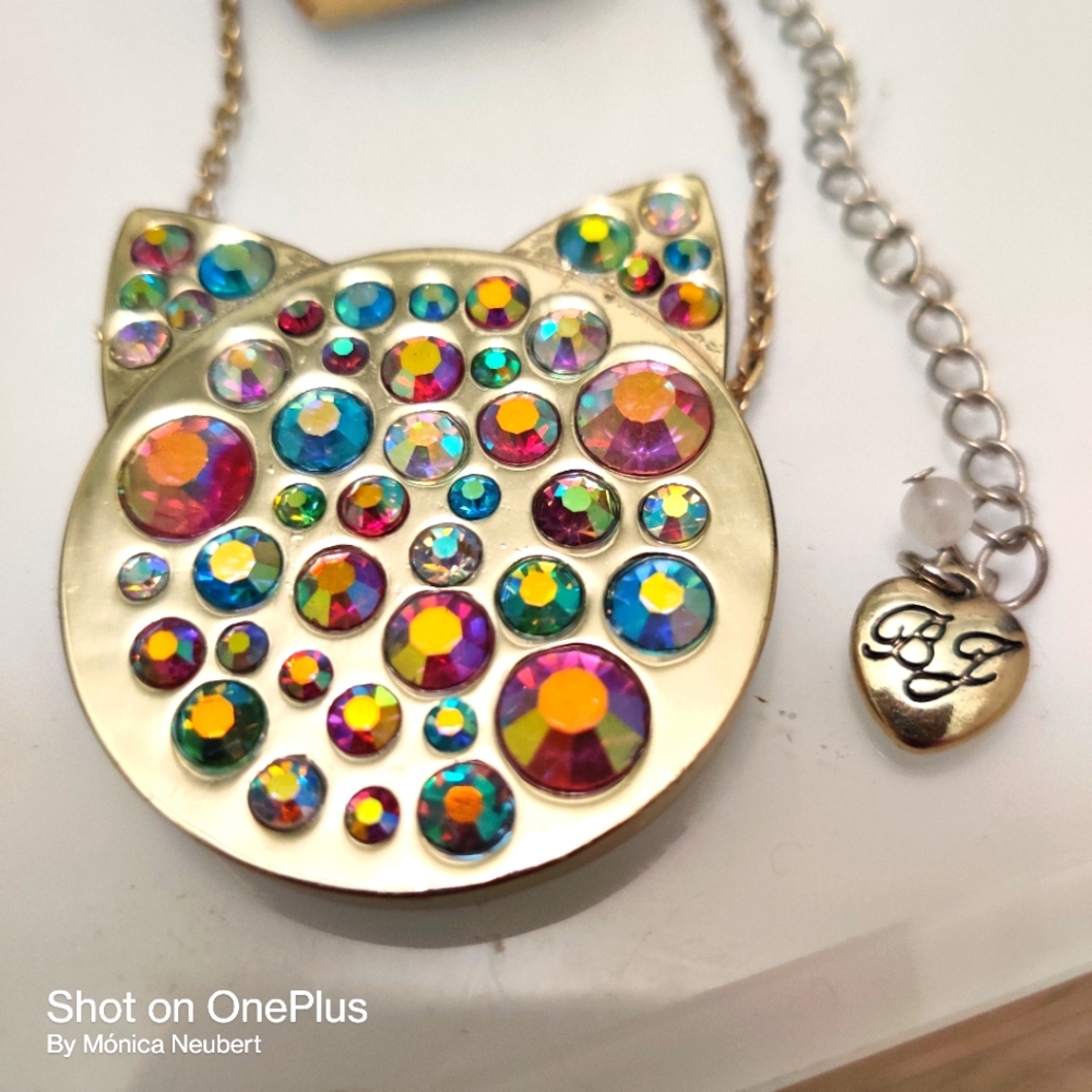 Betsey Johnson JUST KITTEN crystal necklace